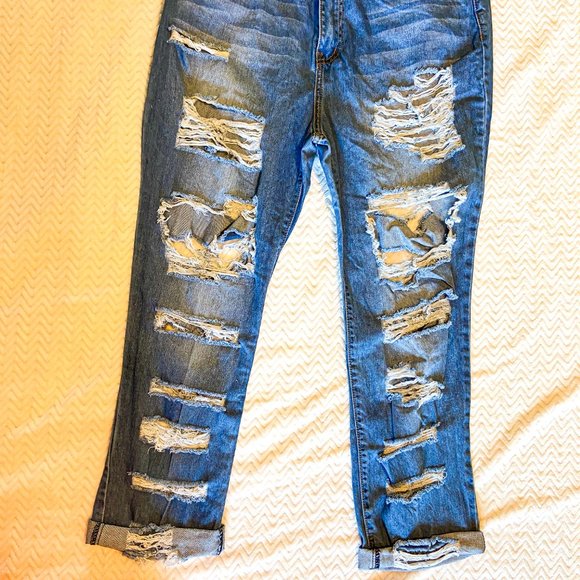 SOLD Fashion Nova No Sensor Distressed Denim Jean SZ 13 - Picture 6 of 13